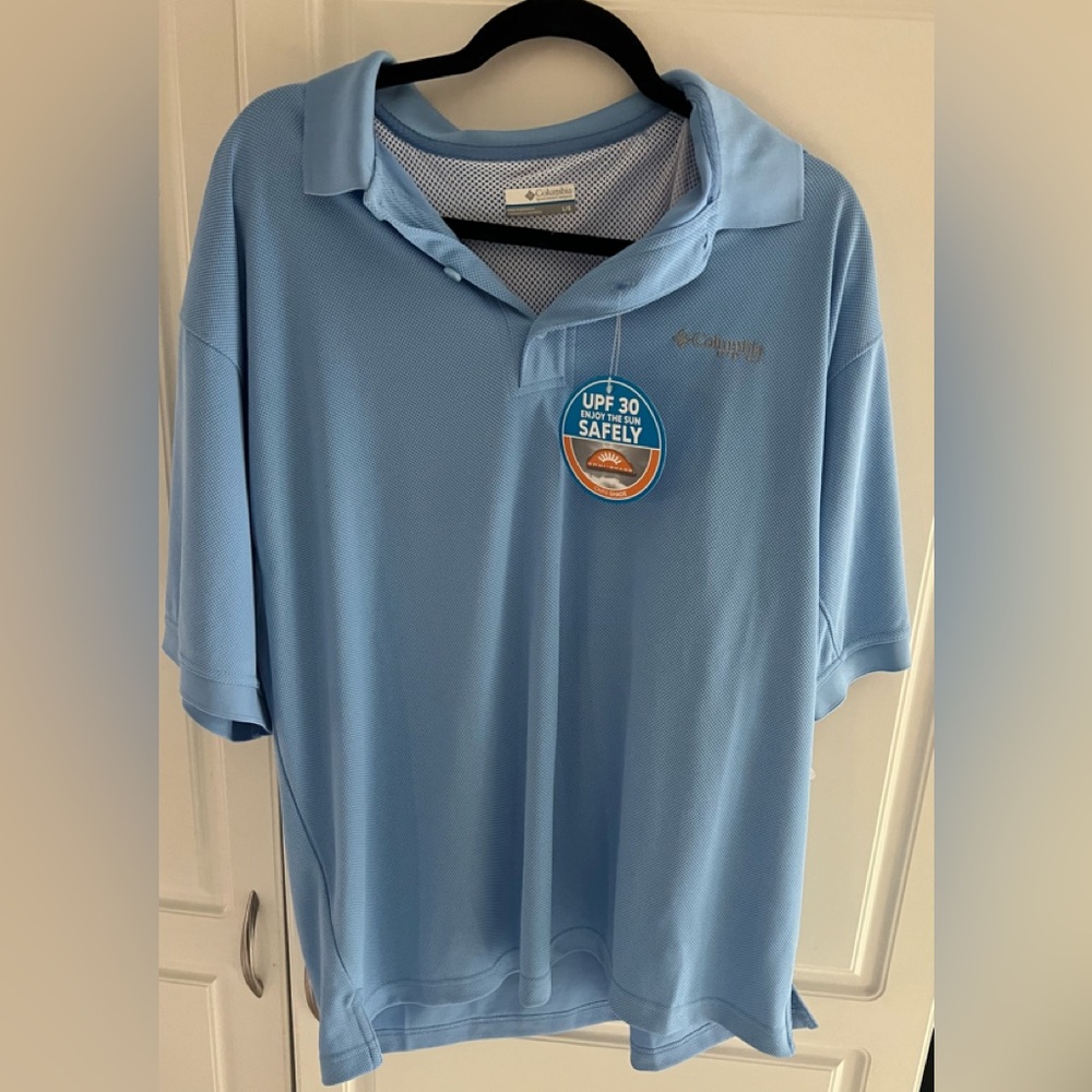 Columbia PFG Men's Polo Shirt Short Sleeve Blue